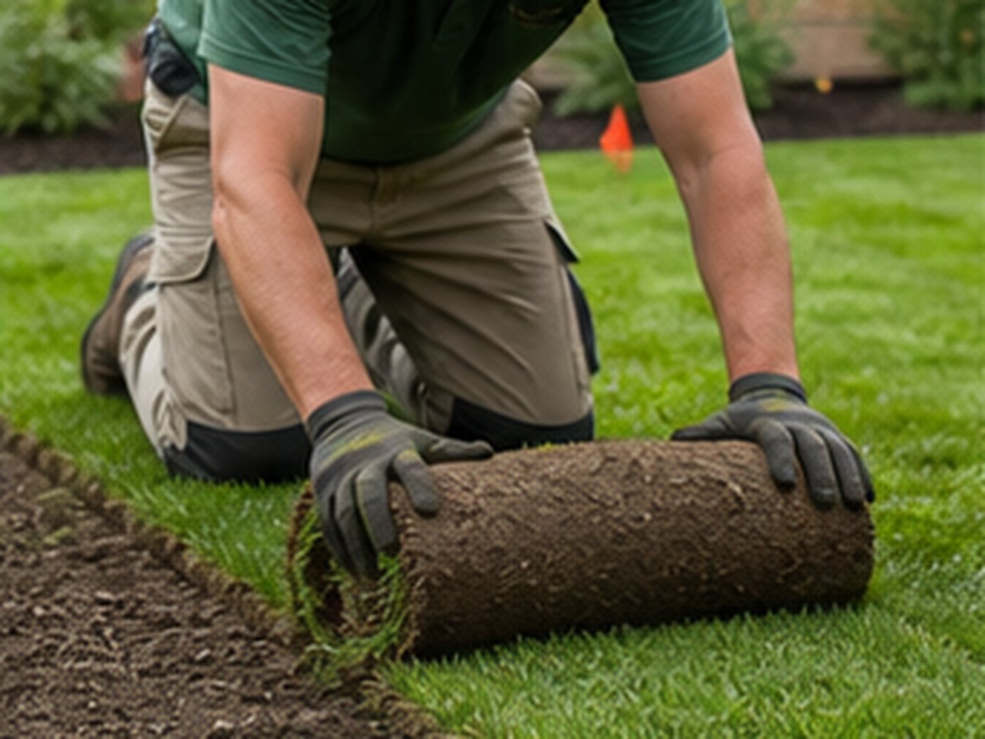 J&R Landscaping crew working around a residential property